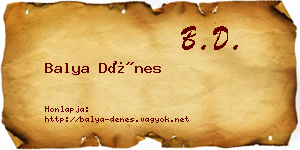 Balya Dénes névjegykártya